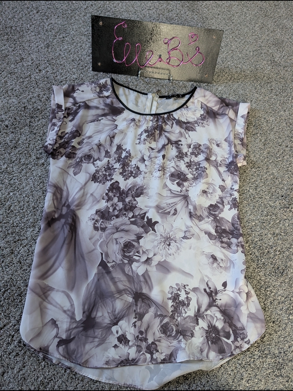 Euc Express Floral Print Cap Sleeve Blouse S